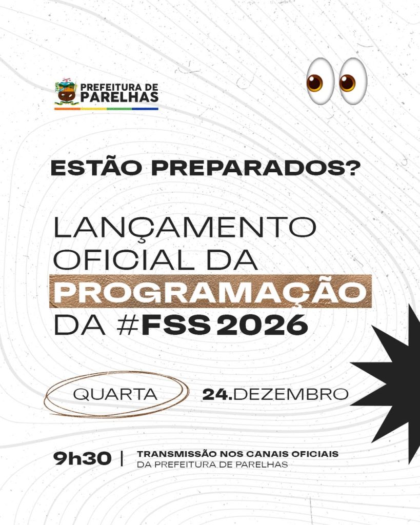 Prefeitura de Parelhas anuncia lançamento oficial da Programação da Festa de São Sebastião 2026