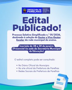 EDITAL ABERTO | PROCESSO SELETIVO SIMPLIFICADO Nº 01/2026