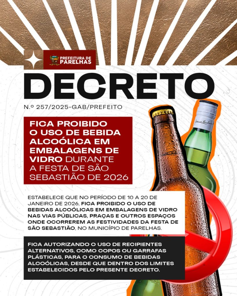 Prefeitura de Parelhas publica decreto com medidas de segurança para a Festa de São Sebastião 2026